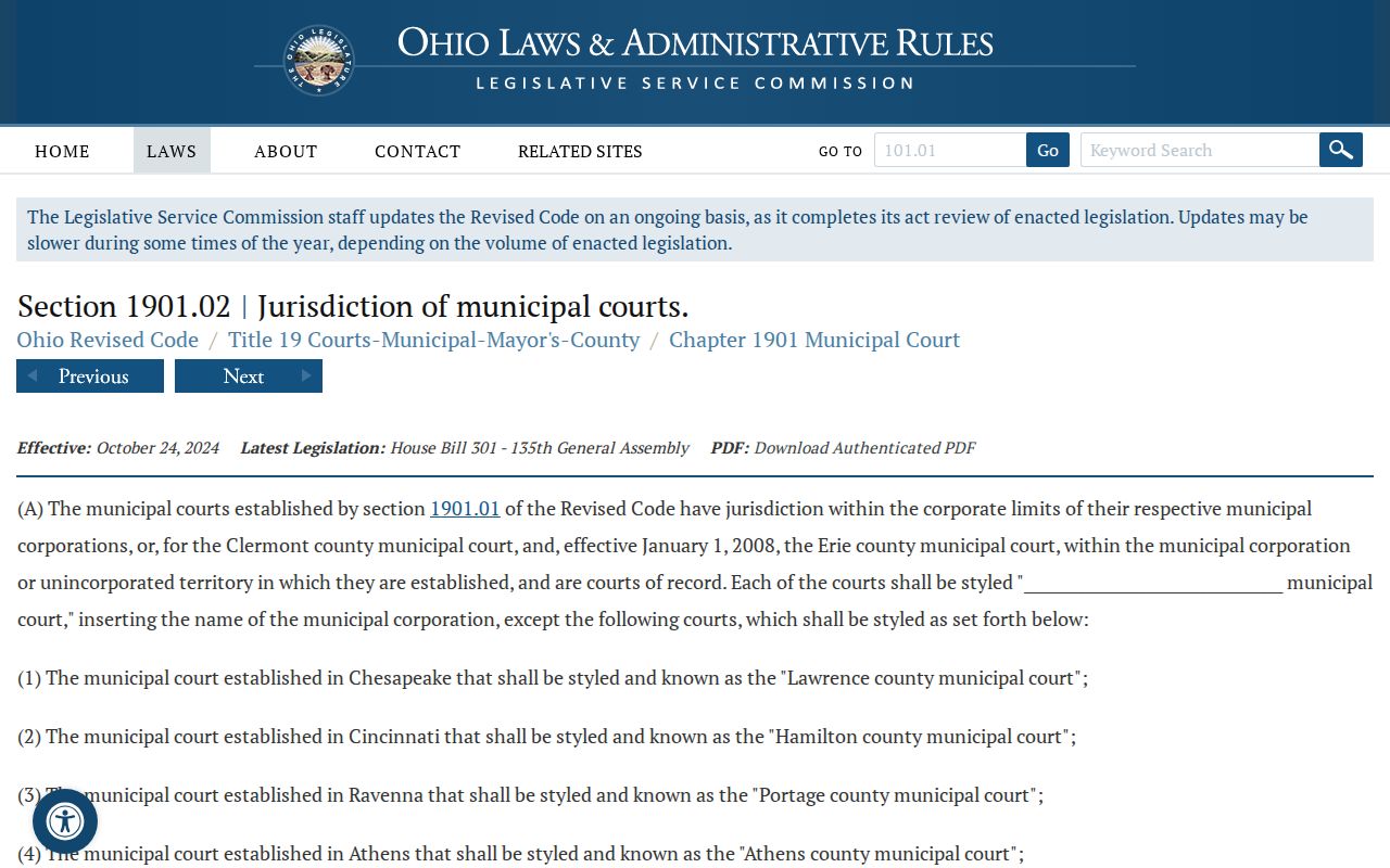 Holmes County criminal docket source for Municipal Court countywide jurisdiction