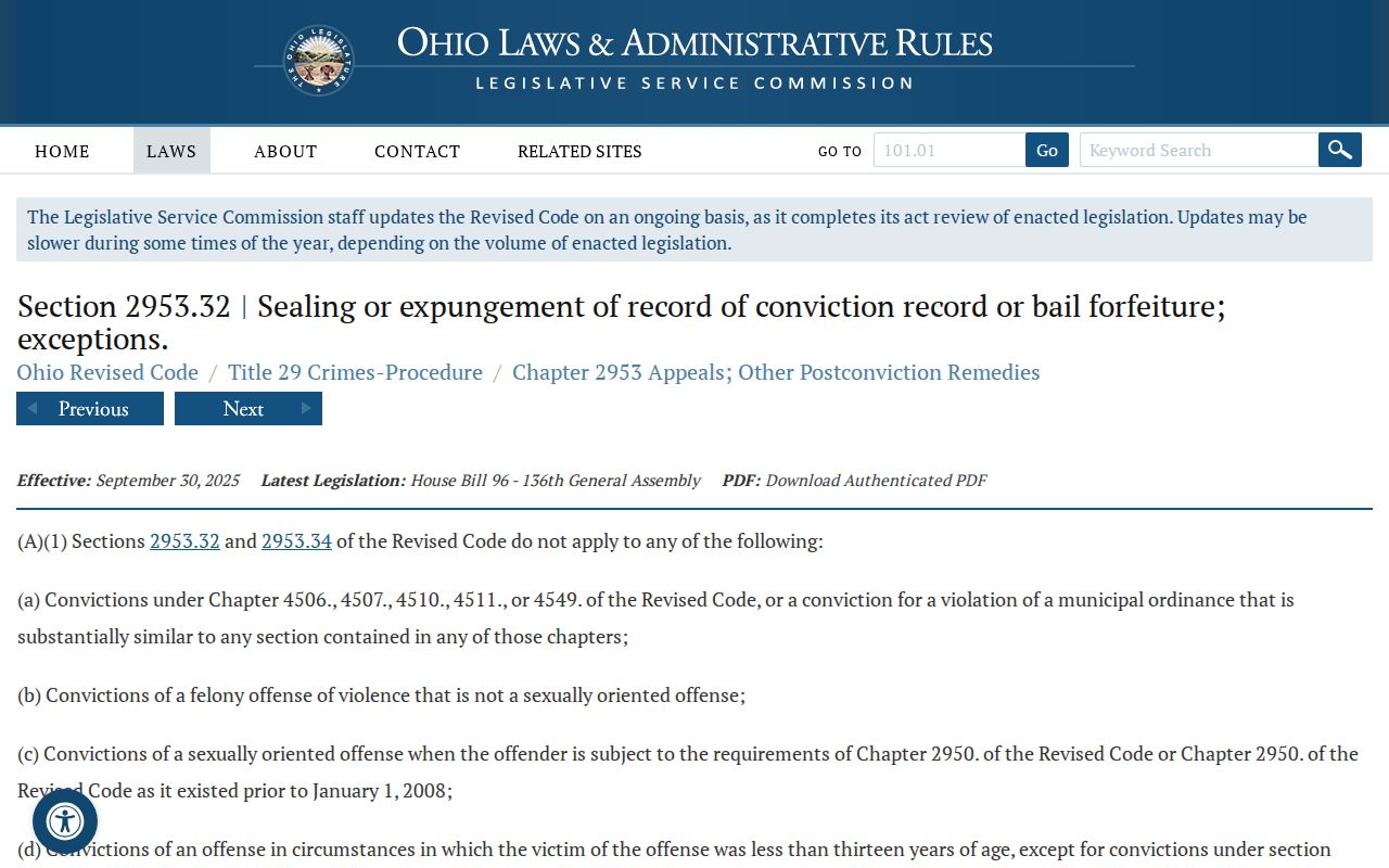 Holmes County criminal docket source for Ohio sealing and expungement procedure