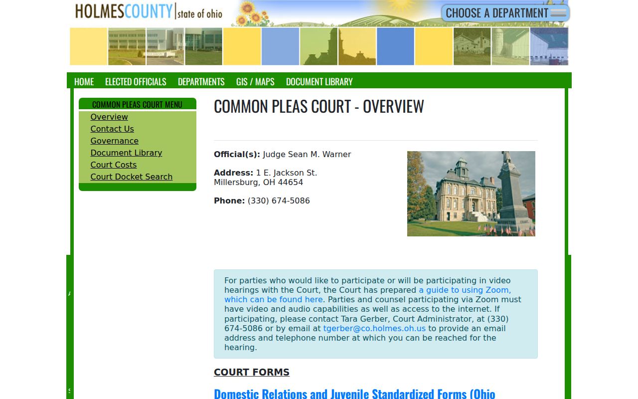 Holmes County court docket Common Pleas overview